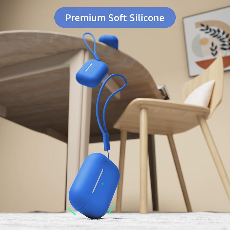 Tandoler حافظة متوافقة مع Airpods Pro 2، غلاف سيليكون ناعم واقي مع مجموعة تنظيف وحبل حمل متوافق مع AirPod Pro الجيل الثاني، LED أمامي مرئي - أزرق - Image 3